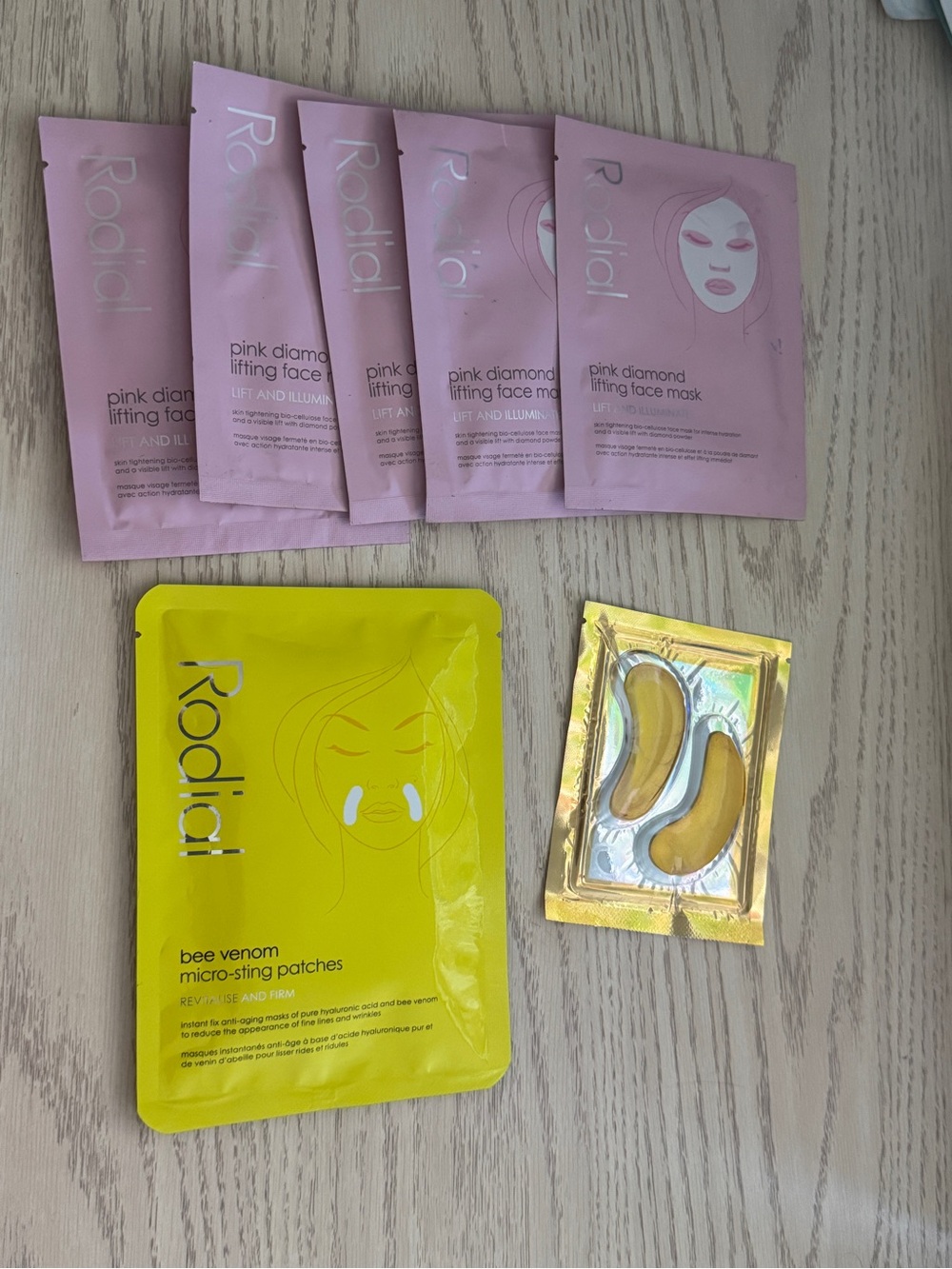 7 Pcs RODIAL Pink Diamond Lifting Face Mask Sheet Mask + Bee Venom Patches